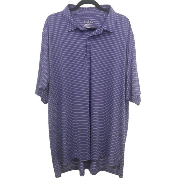 Bobby Jones Men's XXL Purple Striped Performance Polo Shirt  Golf - Picture 1 of 9